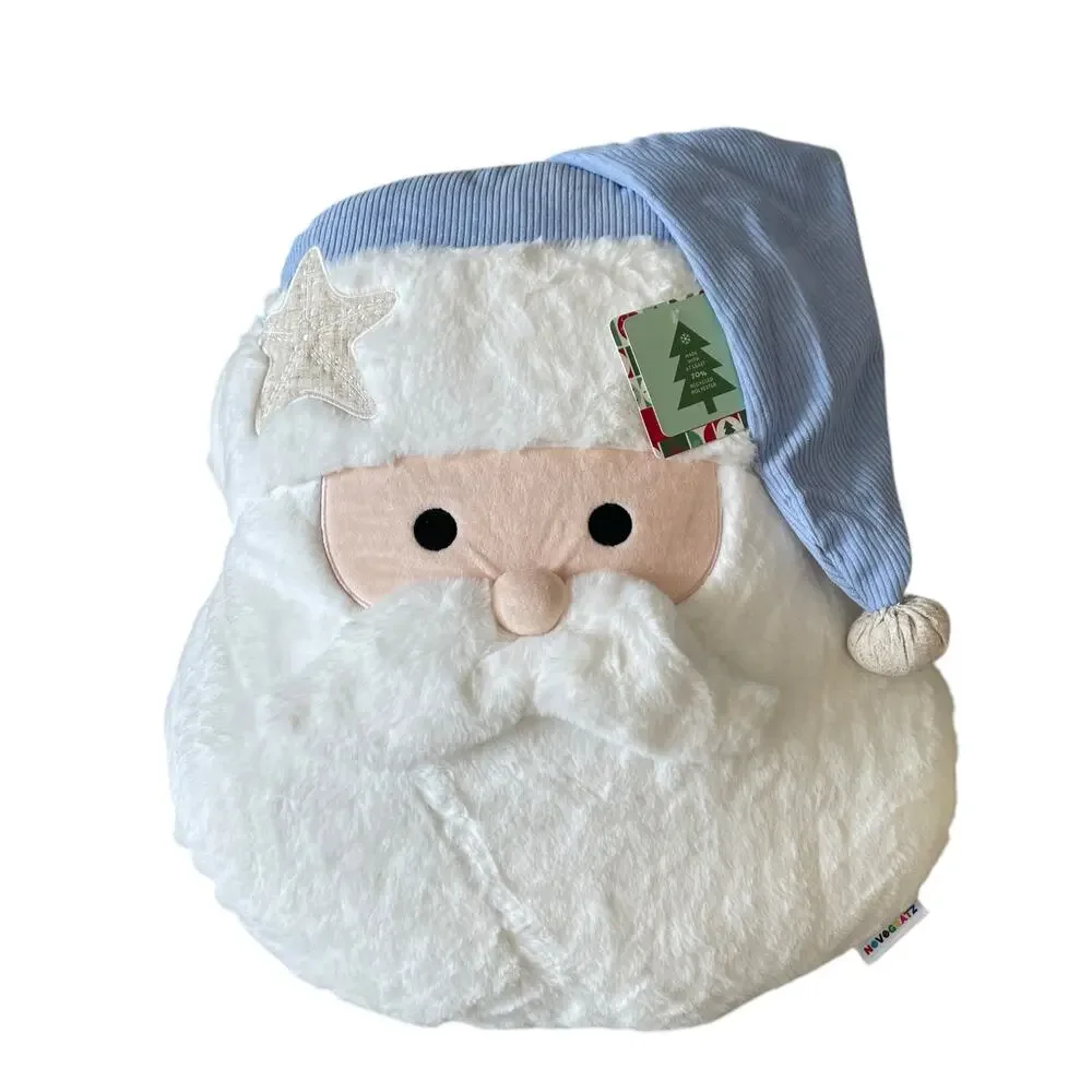 Coastal Starfish Santa Plush Throw Pillow Large 18x18 Beach Christmas NEW